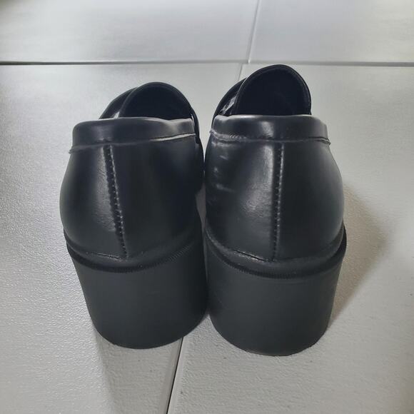 Y2K Mudd Loafers Womens Size 9 Black Chunky Lug Sole Penny Strap Heel Platform - Picture 4 of 10